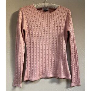 Vintage Kassatly Womens Silk Pullover Cable Knit Sweater Size Small Peach Coxy